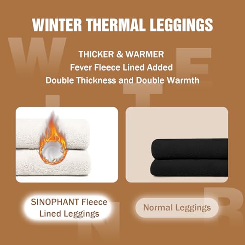 SINOPHANT Fleece Lined Leggings for Women, High Waisted Thermal Winter Thick Warm Ladies Leggings3