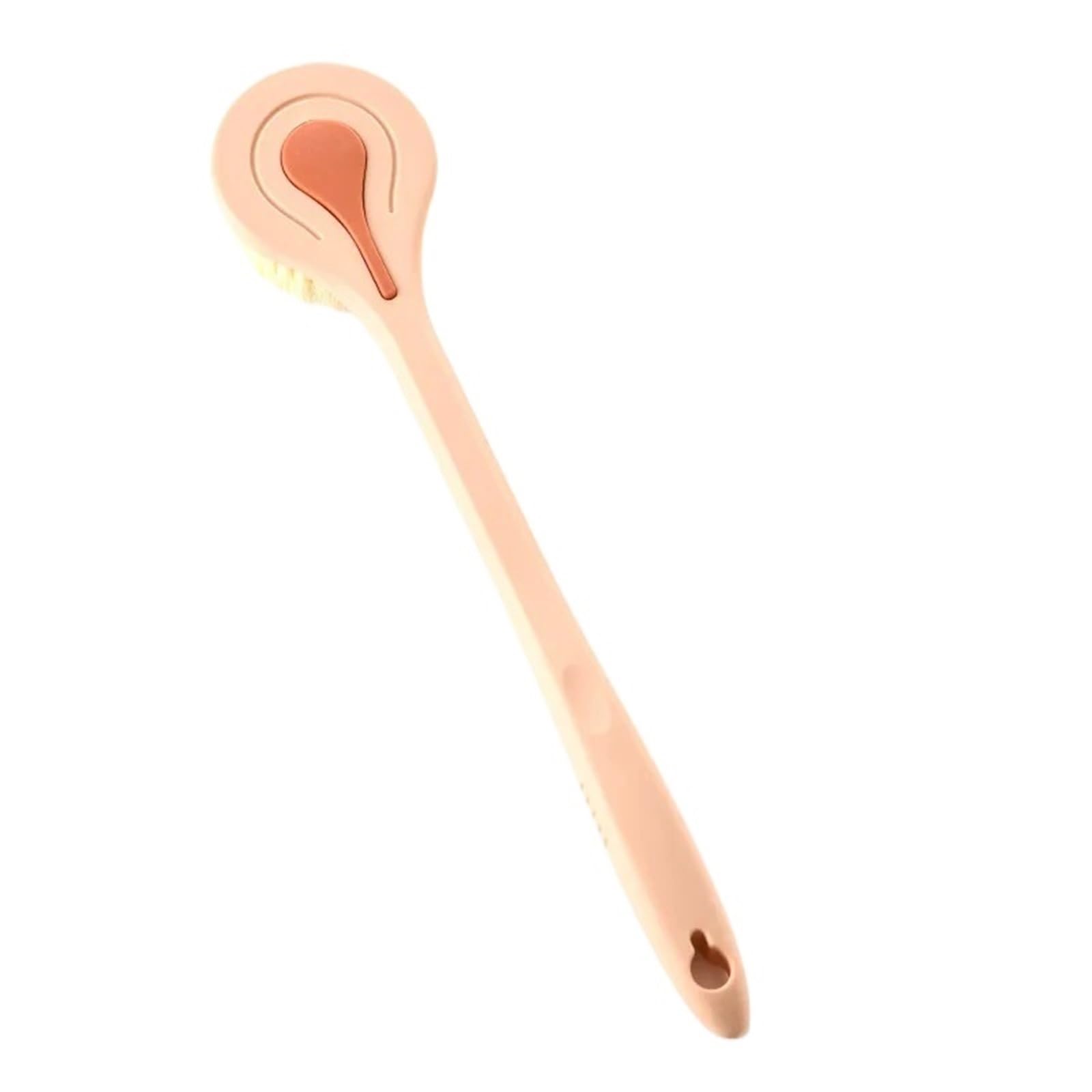 2 uds cepillo de baño mango largo pelo suave for espalda cepillos corporales frotador masaje ducha para Mujeres, Hombres(Pink)