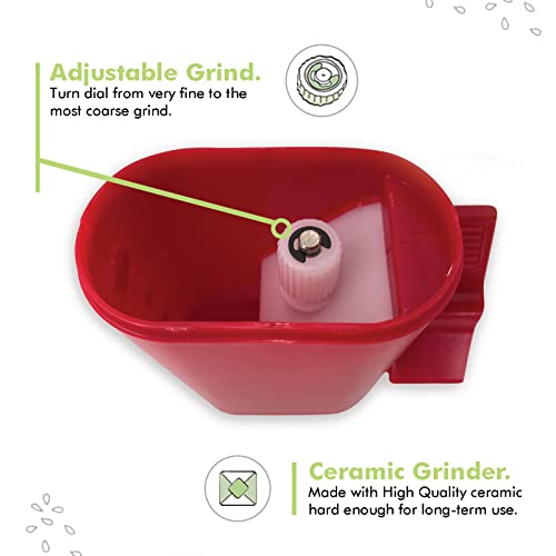 Peppermate Traditional Pepper Mill- Manual High Volume Peppercorns And Salt Grinder With Ergonomic Turnkey Handle And Ceramic Precision Mechanism With Adjustable Grind For The Gourmet Chef (Red) #TOP1