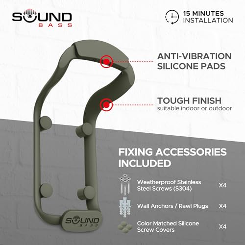 Image of Sound Bass Move Speaker Wall Mount Bracket, Weatherproof, Green | Compatible with Sonos Move & Move 2, Including Mounting Accessories