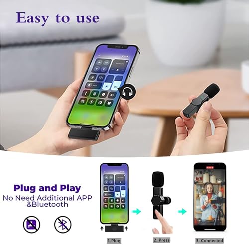 Image of BIGASUO Wireless Lavalier Omnidirectional Microphone System Vlog for Type-C Android & iPhone,Plug and Play,Noise Reduction,No Need APP & Bluetooth (B41)