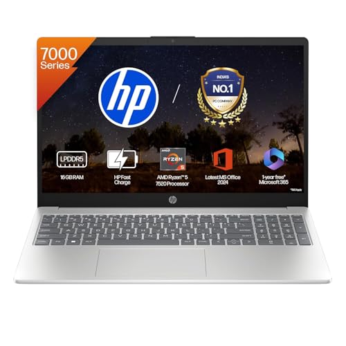HP 15 Laptop, AMD Ryzen 5 7520U (16GB DDR5,512GB SSD) Anti-Glare,...