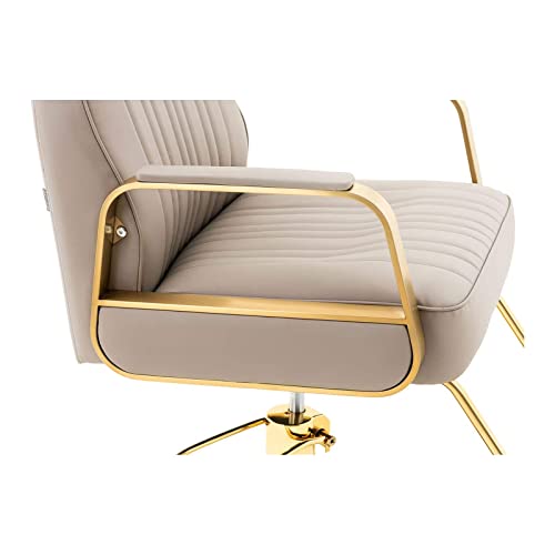 Physa Physa Staunton BEIGE Friseurstuhl mit Fußstütze Staunton Beige Barberstuhl in Gold und Beige Friseursessel Friseurstuhl höhenverstellbar