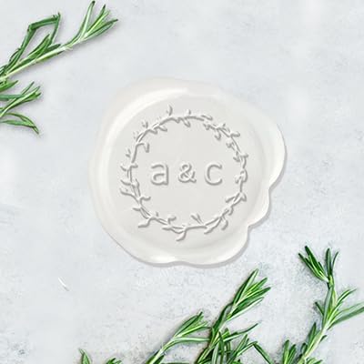 Paquete de 50 calcomanías adhesivas personalizadas de monograma de boda, paquete de 50 con sello de cera y sellos de cera prensados a mano, hechas