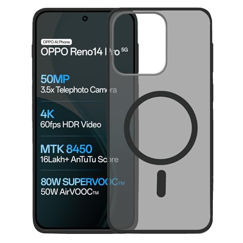 amazon basics Luxury Paper Thin Case Cover for Oppo Reno 14 Pro 5G | Matte Finish | Compatible with magsafe | (Black, Oppo Reno 14 Pro 5G)