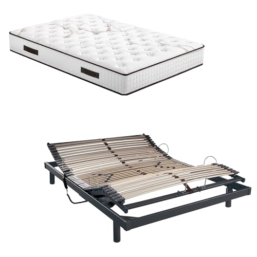 EBAC Literie Ensemble Relaxation S50 + Matelas Latex Louxor - 5 Zones - 140x190 - Gris