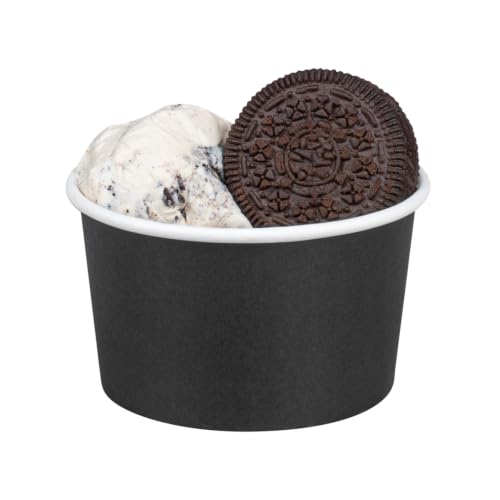 Image of Coppetta 5-Ounce Dessert Cups, 50 Disposable Ice Cream Cups - Lids Sold Separately, Sturdy, Black Paper Frozen Yogurt Bowls, For Hot And Cold Foods, Perfect For Gelato Or Mousse - Restaurantware