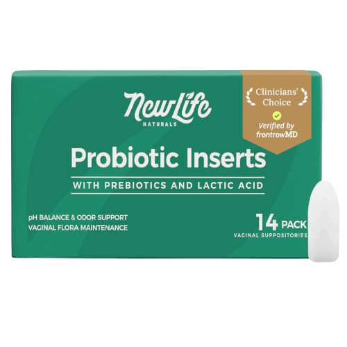 NewLife Naturals Vaginal Probiotic Suppositories 2 Billion CFU Feminine pH Balance & Odor Support Bacillus Coagulans + Prebiotic + Lactic Acid Non GMO All Natural - 30 Day + Supply (14 Inserts)