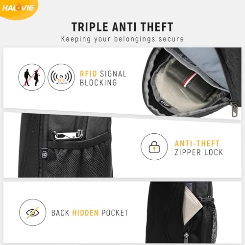 HALOVIE Anti Theft Crossbody Sling Bag RFID Travel Sling Backpack Lightweight Hiking Shoulder Chest Bag for Walking Work2