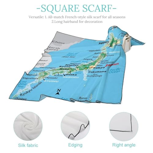 Maps of Barbados Head Scarf,Bandanas for Women Shawl Silk Scarf Hair Band Hair Accessories,wristband4