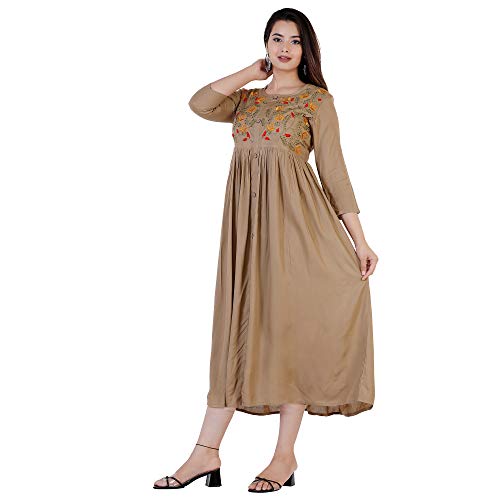 Image of DMP FASHION Women' s Rayon Classy Embroidery Work Flared Kurta