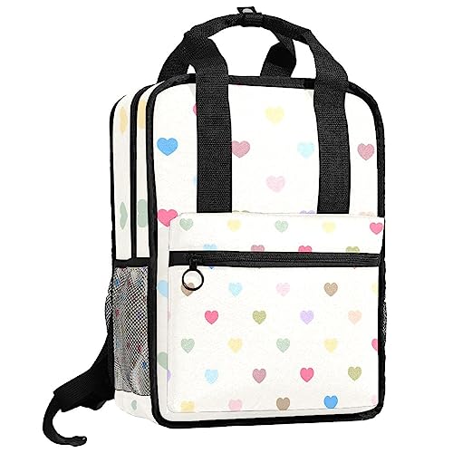 Sac à dos en cœur multicolore pour enfants avec bretelles réglables