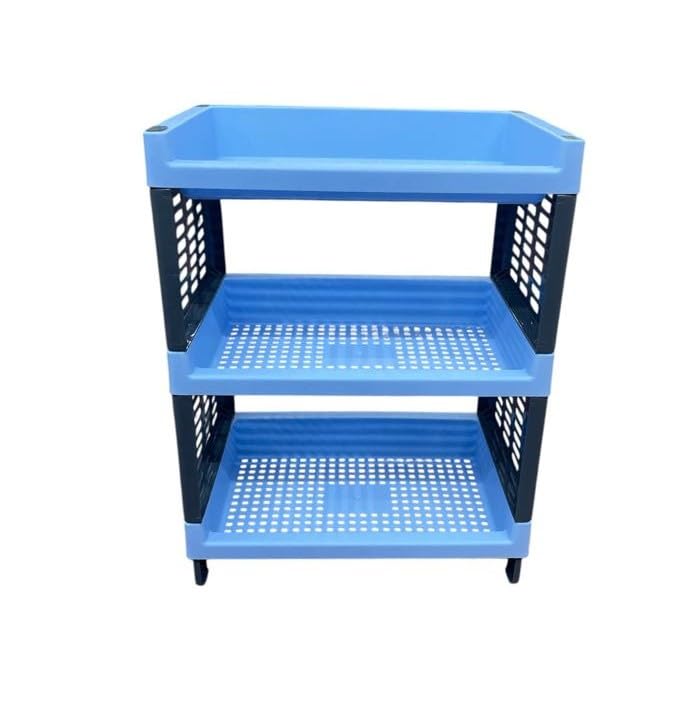 Image of C.S.M CSM 3-Tier Plastic Storage Rack, Blue