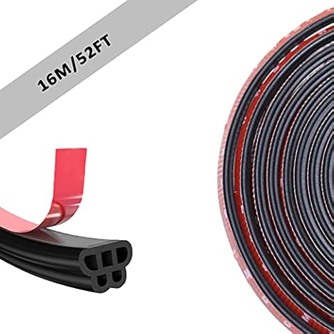 NeuWee Car Door Edge Protector, Universal Self Adhesive Car Door Rubber Seal, Weatherstrip for Car Window and Door, Engine Cover Soundproofing, for Cars, Boats, RVs, Trucks (16M, 52Ft) Cover