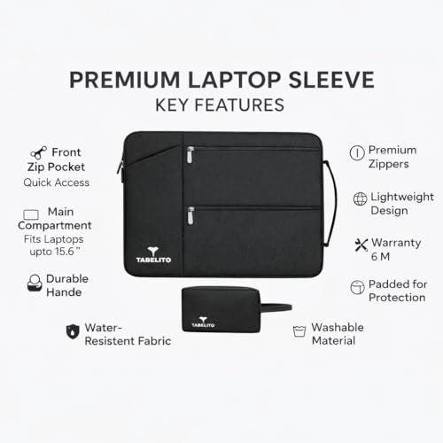 Image of Tabelito Hybrid 14 Inch Laptop Bag Sleeve Cover with Box for 14-inch laptops HP /Dell /Accer /Apple /Asus /Lenovo /Ultrabook /Razer Etc.Black 14 INCH