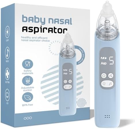Nasal Aspirator for Baby, Electric Nose Sucker for Baby, Snot Sucker with 5 Levels Suction, Soothing Light & Nursery Rhymes