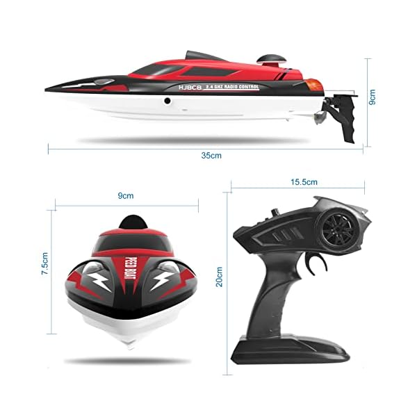 ETEPON Ferngesteuertes Boot, 2,4 GHz 25KM/H Hochgeschwindigkeit RC Boot für Pools und Seen, 180°Auto Flip Wasserdichtes Rennboot Spielzeug für Kinder und Erwachsene (Rote) – Bild 3