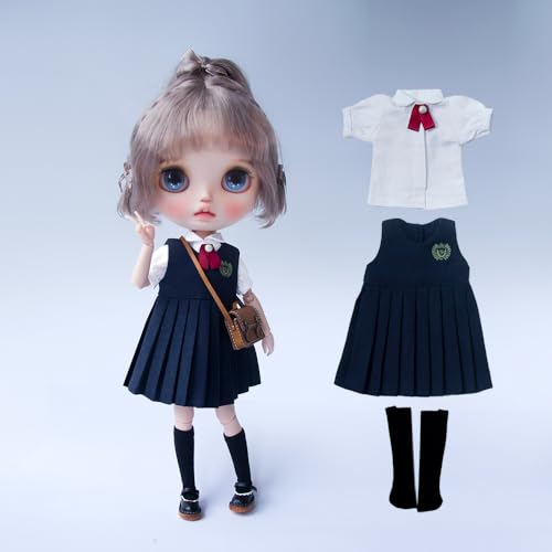 XiDonDon BJD Doll Clothes Shirt Vest Skirt for Blyth Ymy Licca Azones Ob24 Ob27 Doll Accessories Toys (Set3)(Only Clothes)