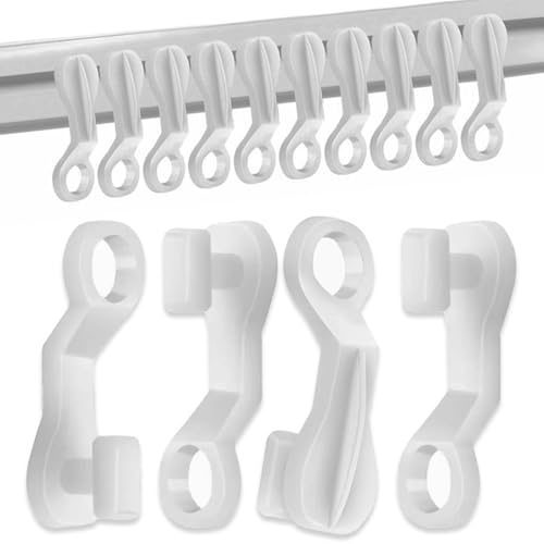 100 Pcs Plastic Curtain Glider Hooks, White Hooks set, Smoothly Curtain Track Gliders - Easy Fit Curtains Rail Sliding Hooks For Home, Office Windows Door Shower