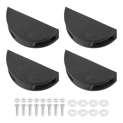 uxcell 4Pcs Luggage Replacement Pads, Plastic Luggage Stand Feet Stud, Suitcase and Travel Gear Bottom Side Accessories with with Screws, Nuts and Washers, Black (77x28x30mm)