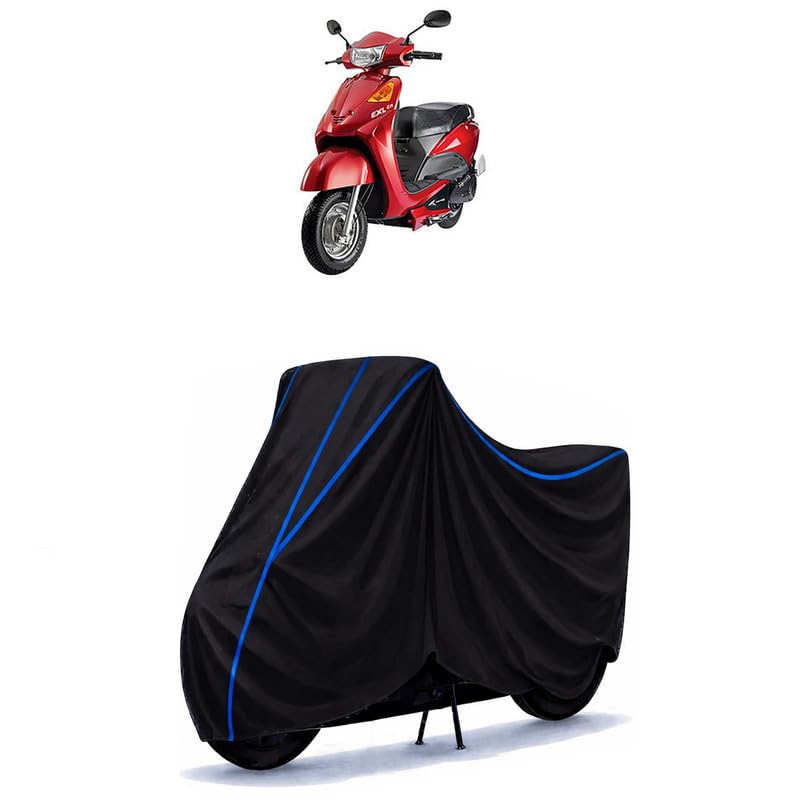 Image of Scooty Cover Water Resistant for YO EXL | Universal Scooter & Bike Cover | Heavy Duty UV Protection | Dust, Rain & Scratch Protection | Elastic Fit All Weather Indoor Outdoor | Black with Blue Piping