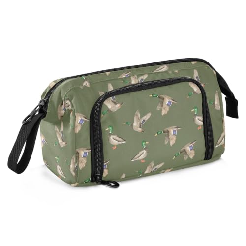 Image of Mallard Ducks Print Pencil Case Pouch Big Capacity Pencil Bag Box Organizer Pen Case with Compartmens Stationery Organizer for Girls Boys Women School College Office