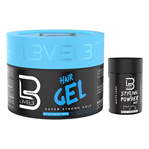L3 - Hair Gel - Super Strong Hold - Flake Free - Long Lasting Shine - For Men and Women - Level 3 Gel - Add Volume and Texture - 16.9 Ounce