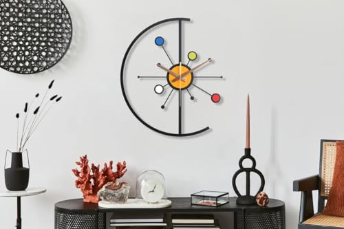 Image of Stylish Metal Wall Clock for Living Room, Bedroom, Office, Kitchen, Home and Hall | Antique Fancy Big Size Modern Wall Watch for Home Decor (Style-38, 60 CM)