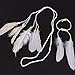 Set of 2 Women Lady Bohemian White Peacock Feather Headband Headdress and Armband Hippie Headpiece Headwear Handmade Tribal Indian Fascinator Feather Hairband Wedding Accessories