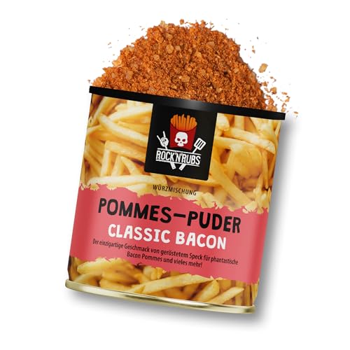 ROCK'N'RUBS - Pommes Gewürz Classic Bacon | Geschmack von geröstetem Bacon | Perfekt für Pommes und Kartoffelgerichte - Würzmischung | Gewürzdose, 150g