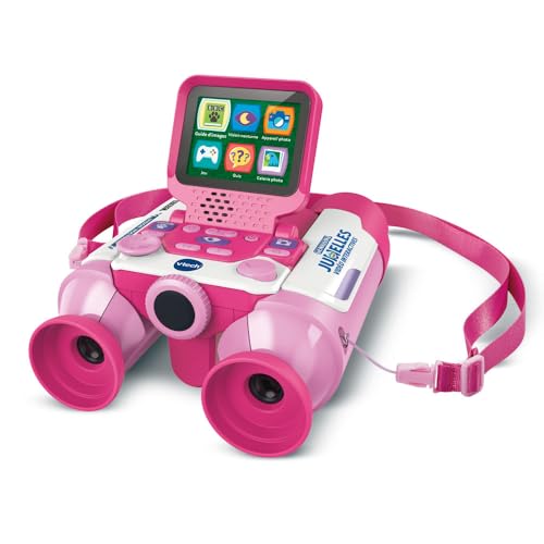 VTech - Genius XL Jumelles Vidéo Interactives - Paire de Jumelles Enfant 10x21 Rose avec Écran Couleur, Appareil Photo, Images de la BBC - Jeu Éducatif -...