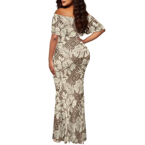 Image of Polynesian for Women S-7XL Off Shoulder Maxi Dress Hawaiian Summer Dresses
