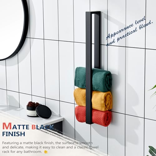 Image of KOKOSIRI Towel Holder Matte Black Bath Towel Bars 24-Inch Kitchen Rack Stainless Steel for Bathroom Hardware Wall Mounted, 2 Pack B4008BK-L24-P2