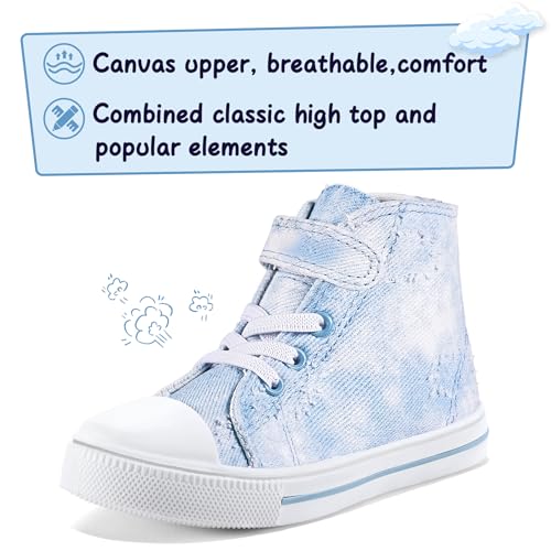 Image of K KomForme Toddler High Top Sneakers Canvas Shoes with Hook and Loops | Lightweight, Breathable