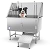 Flying pig 50 stainless steel pet dog grooming bath tub with walk in ramp accessories right doorleft drain  urban country home decor