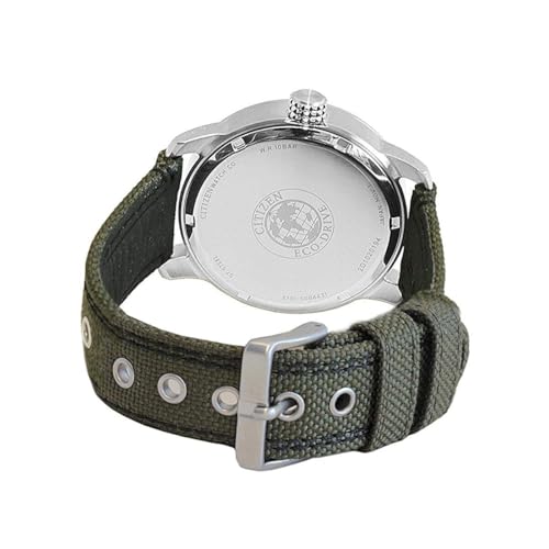 Citizen Men's Analogue Eco-Drive Watch with Nylon Strap BM8470-11EE, Black/Green, Standard Size, Strap