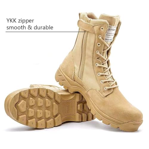 men39s military tactical work boots with side zipper puncture resistant desert combat army jungle 8 inch lightweight hiking boots