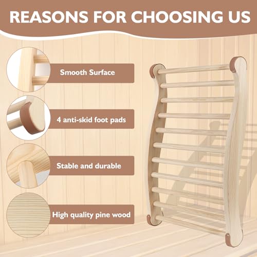 Sauna Backrest Sauna Accessories Wooden Slip-Resistant Non-Toxic Comfortable S-Shape Design Sauna Chair with Back, Sauna Accessories for Any Barrel or Infrared Sauna