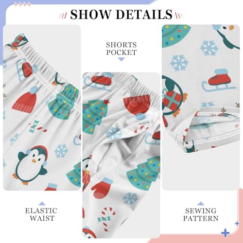 ZZXXB Penguin Snow Trees Boys Long Pants Soft Trousers Elastic Waist Kids Lounge Bottoms with Pockets S-XL4