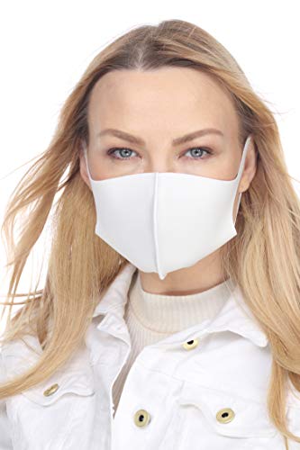 TERRA-SJ APPAREL Fashion Face Mask-Face Covers - Cloth Face Mask Washable - Reusable Face Mask - Special Silver Ion Material (White Face Mask 3-Pack)