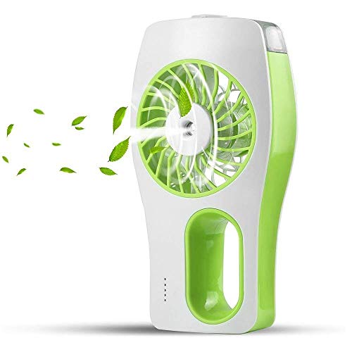 Dewanxin Mini Standventilator mit Kühlung, USB Hand- Wiederaufladbare Ventilator mit 3 Verschiedene Zirkulationsmodus (Grün)