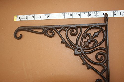 Fleur De Lis Plant Hanger Solid Cast Iron 11 7/8 inch x 10 3/4 inch, Set of 2, -66