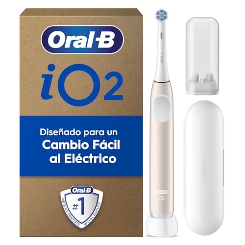 Oral-B iO 2 Cepillo de Dientes Eléctrico Rosa Suave, 1 Cabezal, 1 Estuche De Viaje, 1 Soporte de Recambios de Viaje, 3 Modos De Cepillado, Sensor De Presión y Temporizador, Diseñado por Braun
