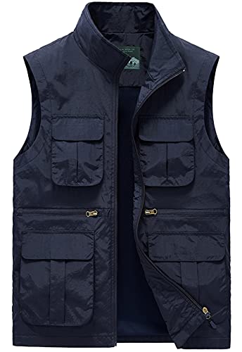 AIEOE Men's Outdoor Workout Vest Lightweight Travel Photo Vest Sleeveless Jacket with Pockets