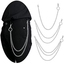 PHOGARY 3 Pieces Jeans Chains Wallet Chain Pants Chain, Silver Pocket Chain Hip Hop Rock Chains Punk Gothic Metal Belt Chain Biker Trouser Chain Accessory Jewelry Gift for Men Women