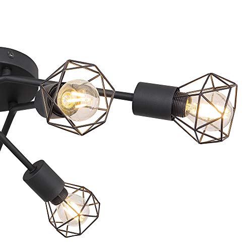 GLOBO RETRO Decken Lampe schwarz Wohn Zimmer Beleuchtung Käfig Spot Strahler Leuchte 54802S-6