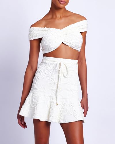 Jacquard Mini Skirt, S, White2