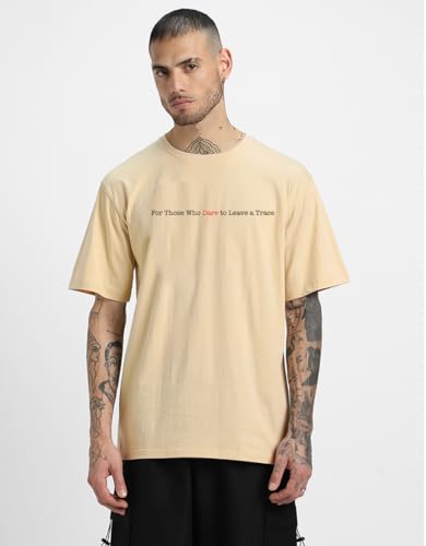 Image of Veirdo Cotton Drop Shoulder Round Neck Oversized Baggy Fit Front & Back Graphic Printed Half Sleeve T-Shirt Men (Available in from S to 2XL)