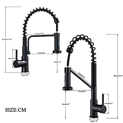 Robinet noir extractible pour évier de cuisine avec mitigeur eau chaude et froide