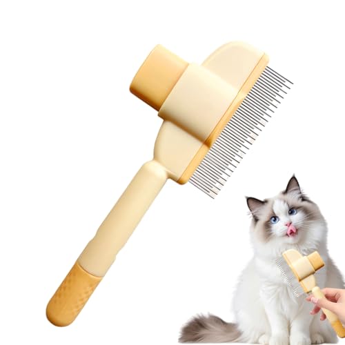 cat combs for indoor cats, 2025 New Cat Grooming Brush with Release Button,sel f cleaning pet flea comb grooming brush,De-Shedding Cat Brush for Short and Long Hair Cats
